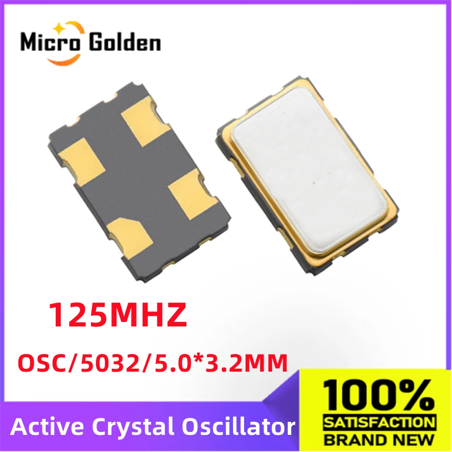 (5 шт.) 125M 125 МГц 125,000 МГц 5032 SMD активный кварцевый генератор, 4-контактный ОСС 5,0*3,2 мм, кварцевый генератор, часовые генераторы