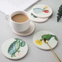 inyahome drink coasters diatom mud absorbent set of 2 tabletop protection mat for mugs and cups office kitchen housewarming gift