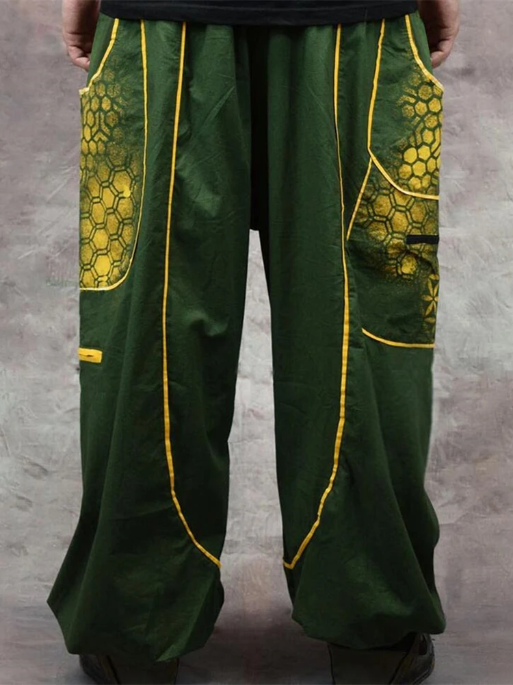 

Mandylandy Mens Cotton Bohemian Vintage Yoga Ethnic Print Patchwork Harem Pants Baggy Hippie Pants Retro Om Pants