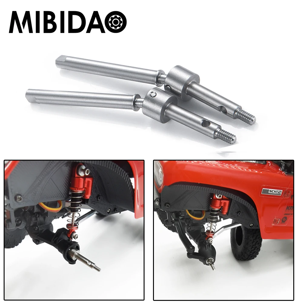Mibidao 1 Pair Metal Front Drive Shaft CVD for Axial SCX24 90081 AXI00001 AXI00002 AXI00004 AXI00005 AXI00006 1/24 RC Car Part