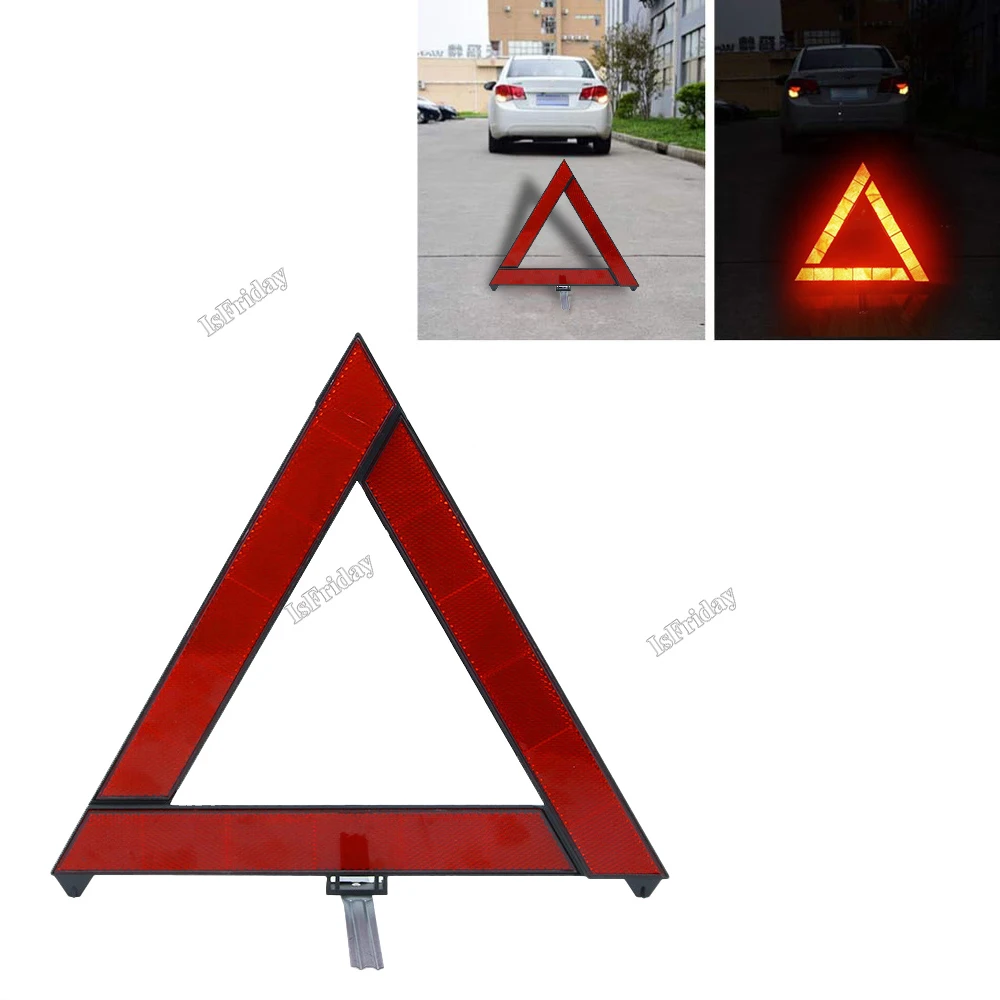 

Car Emergency Breakdown Warning Triangle Red Reflective Safety Hazard Car Tripod Folded Stop Sign Reflector Reflectante