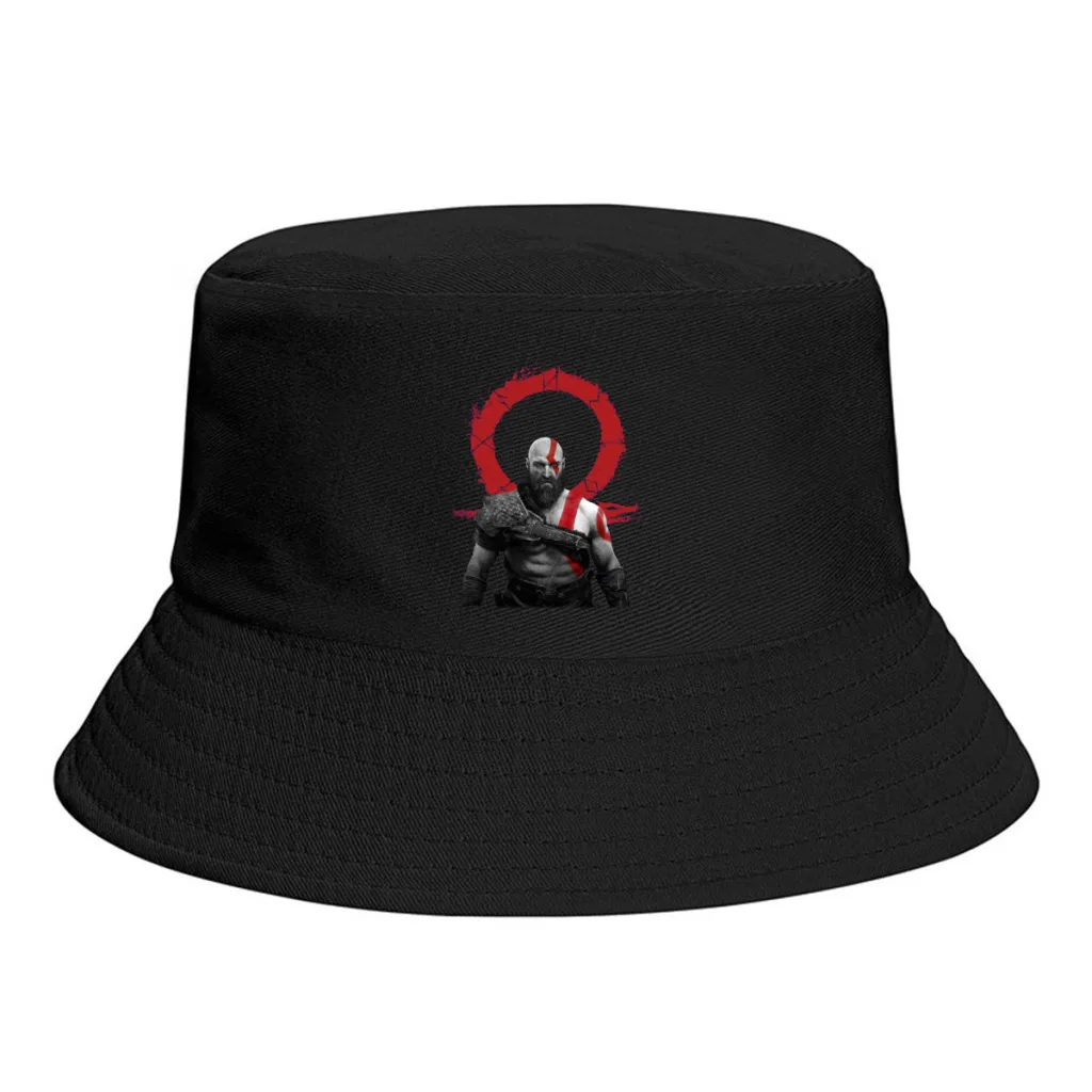 

Summer Unisex Leisure Bucket Hat Women Men Fishing Fisherman Hats God Of War Betrayal Chains of Olympus Kratos Beach Fedoras Cap