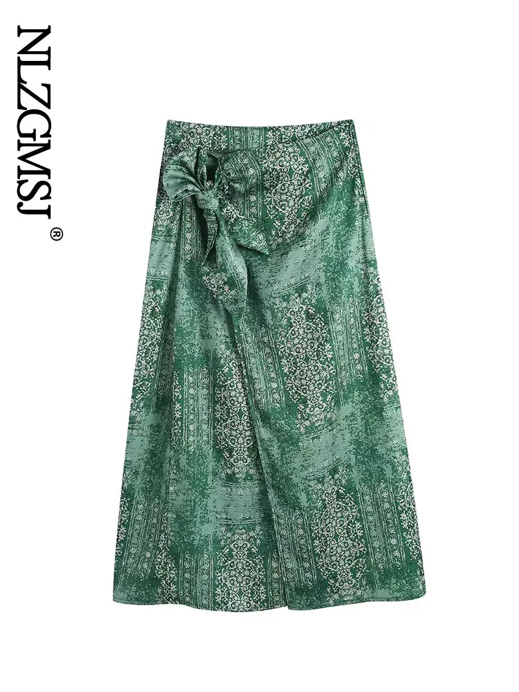 

Nlzgmsj 2022 Slit Spring Summer Skirt Women Fashion With Bow Lace Up High Waist Office Wear Women Midi Skirts 202205