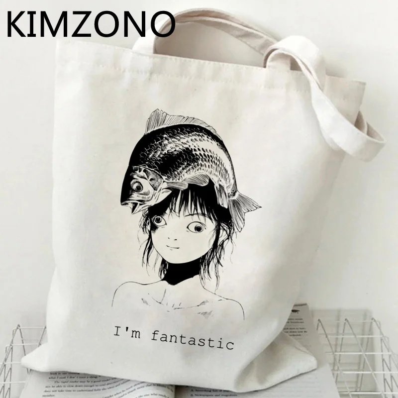 

Сумка для покупок Junji Ito, многоразовая сумка, Хлопковая сумка, сумка-тоут, тканевая сумка, покупка товара, бесплатная доставка