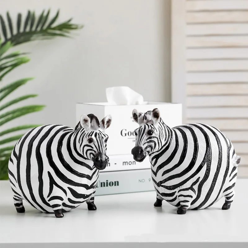 

Nordic Fat Zebra Resin Animal Figurines Ornaments Animal Model Desk Decor Accessories Modern Study Living Room Home Decoration