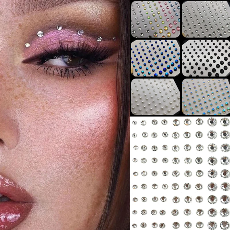 Euphoria Mixed Size Eyeshadow Diamond Stickers for Body Face Decoration Self Adhesive Colored Diamonds Stickers Nail Rhinestone