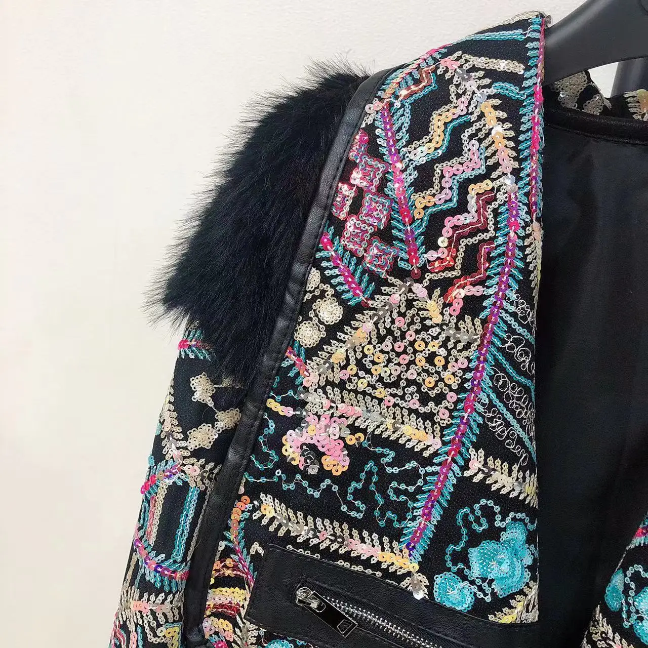 2023 New Winter Clothes Fashion Luxury Warm Imitation Toka Long Jacket Women's High-End Sequined Decorative Temperament Fur Coat