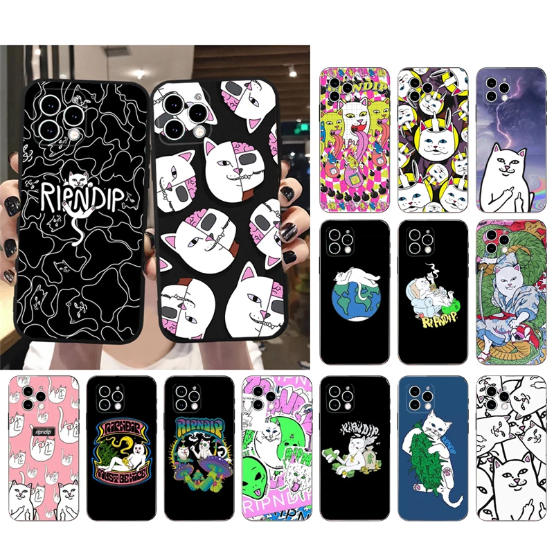 

Phone Case For iphone 14 Pro Max 13 12 11 Pro Max XS XR X 12mini 14 Plus SE Ripindip-Cat Case Funda