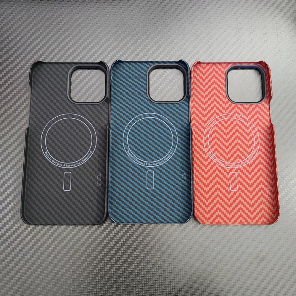 

For Magsafe Magnetic carbon fiber Case For iPhone 13 pro max case Ultra Thin blue red Aramid fiber cover for iPhone 13 mini