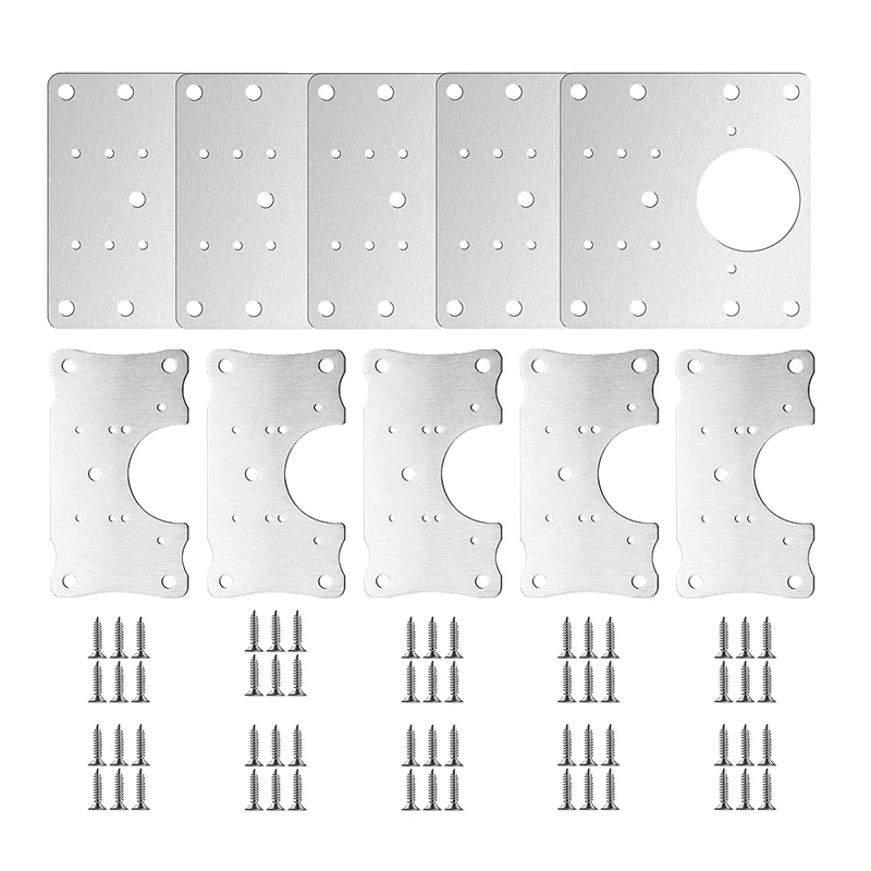 

10 PCS Hinge Mounting Repair Plate Stainless Steel Bracket Fixing Plate with Screws for Furniture Wardrobe Cupboard