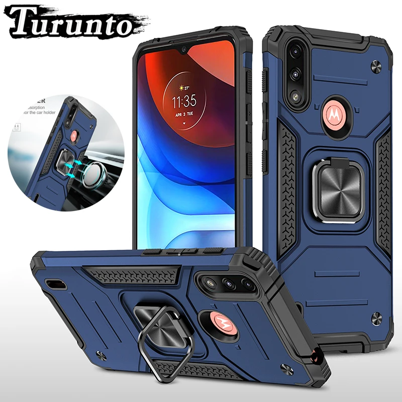 

Armor Shockproof Phone Case For Motorola E7i Power Car Magnetic Metal Ring Holder Back Cover For Moto E7 Plus E6S E7Power E 2020