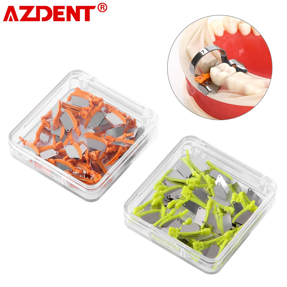 AZDENT 50Pcs/Box Dental Prime Teeth Interproximal Plastic Wedge Guard With Metal Protection Steel Matrix Dentist Equipment Tools