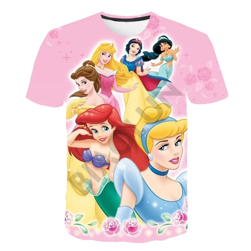 

Kawaii Disney Princess Anime T Shirt Girls 3D T-shirt Cute Cartoon Princess T Shirt Fashion Tshirt Kids Clothes Tops