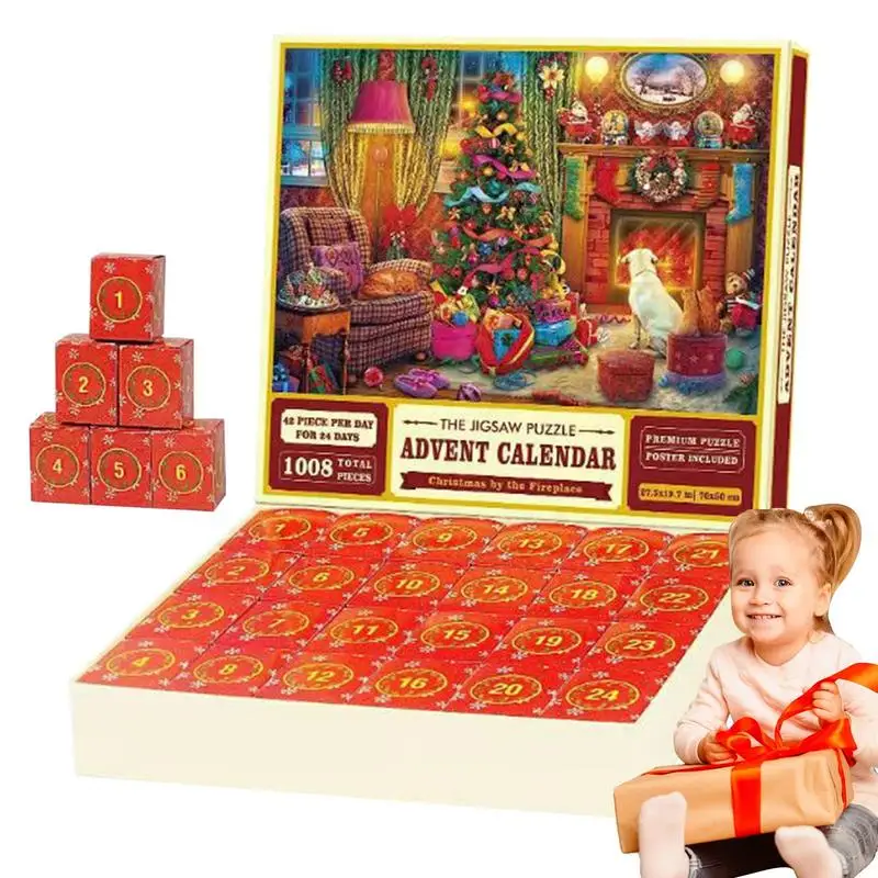 

Рождественский пазл с календарём, пазлы с обратным отсчетом, рождественские тематические свадебные подарки для детей