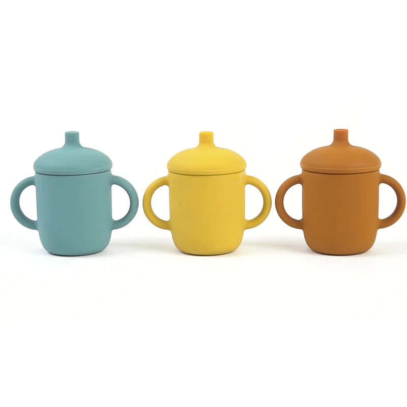 

New Three-In-One Baby Feeding Cups With Straw 150ml Learning Cups Food Grade Silicone Snack Cup Kids With Silicone Sippy Cup