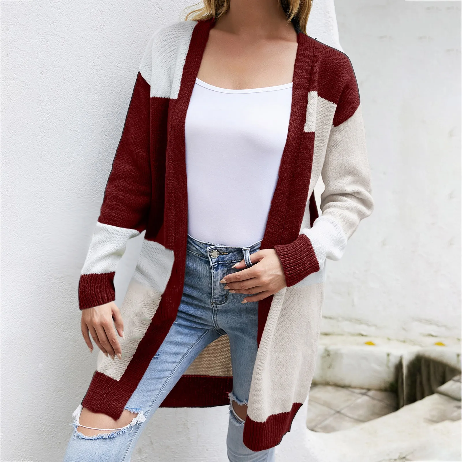 

2022 зимний однотонный вязаный свитер с вырезами, популярный женский свитер с рукавами, кардиган для больших мальчиков, свитер