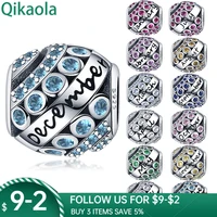 real silver color charms 12 style birthstone fit original pandora braceletbangle for women birthday fashion jewelry gift