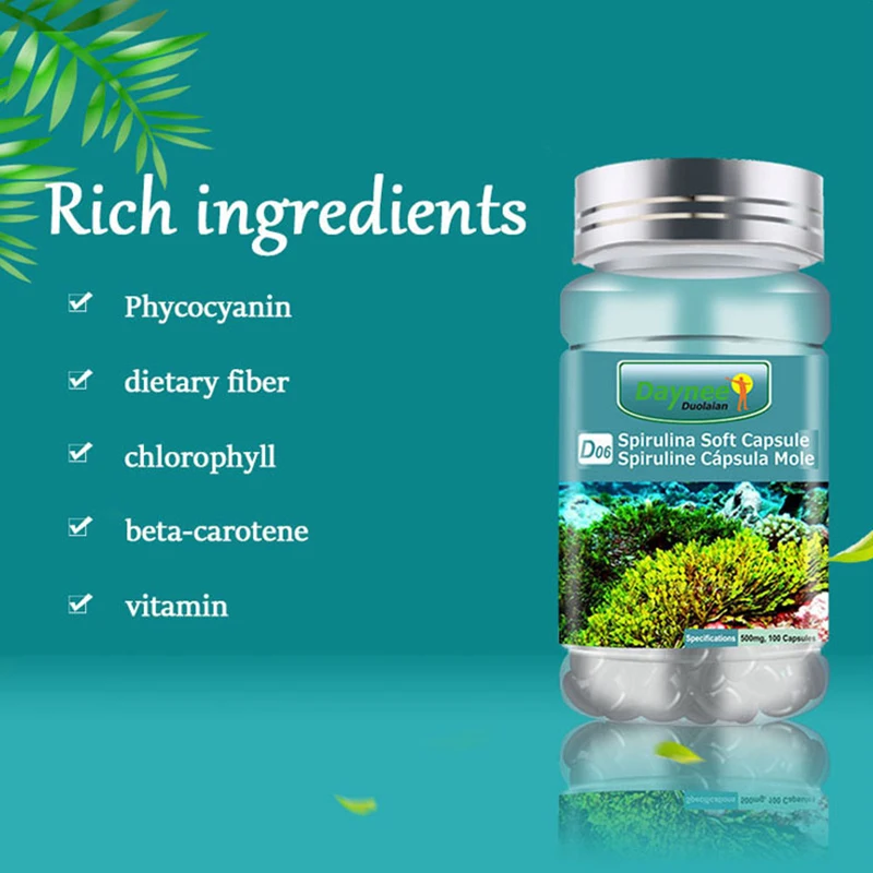 1 Bottle Spirulina Soft Capsule helps to improve immunity replenish and balance nutrition every day