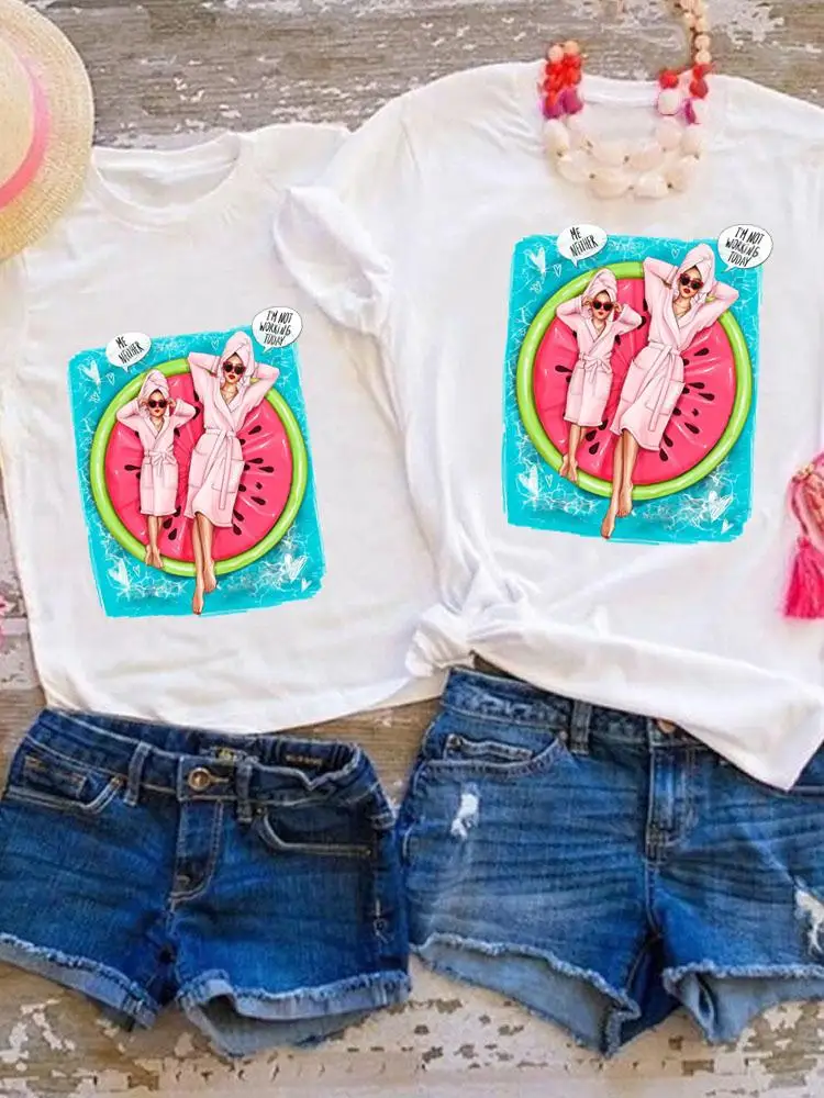 

Beach Happy Time Cute Family Matching Outfits Tee Graphic T-shirt Women Girls Boys Kid Child Summer Mom Mama Clothes Clothing