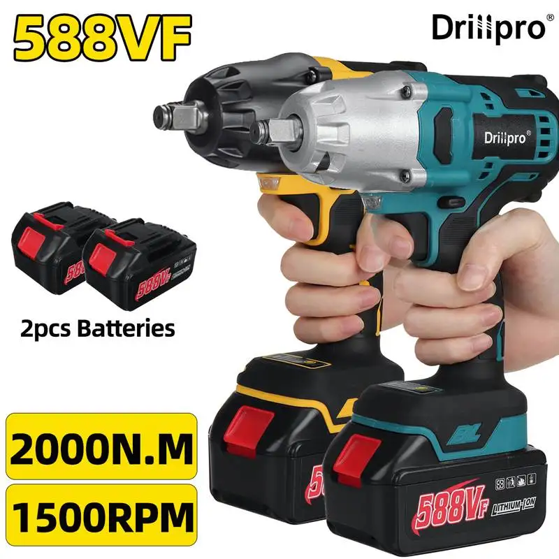 588VF 2000N.M Brushless Cordless Electric Impact Wrench 1/2