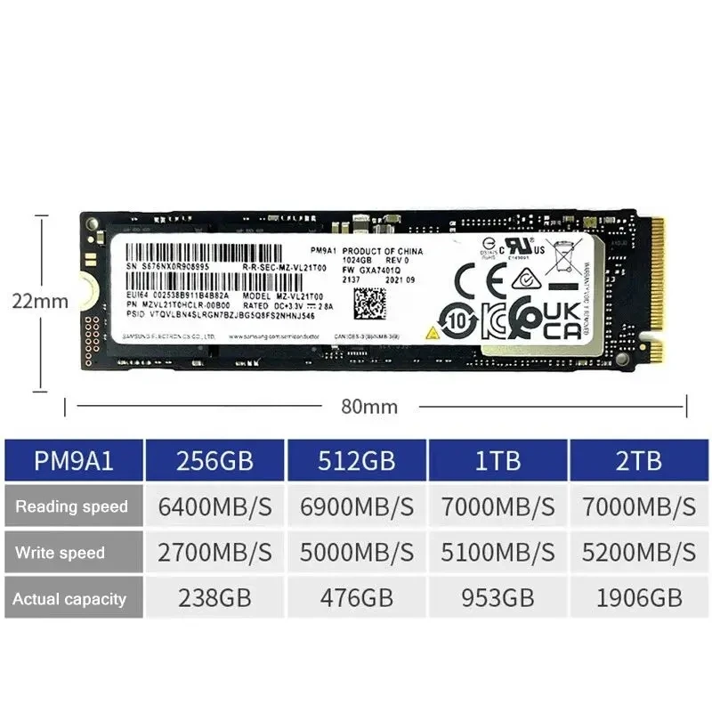 Oem Ssd Samsung Для Dell Hp Lenovo — M.2 2280 Nvme Pcie 4.0 Твердотельный Накопитель 256 Гб 512 1 Тб 2