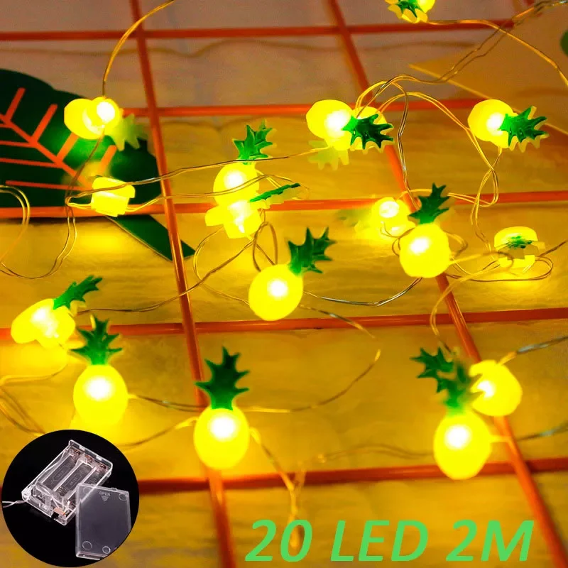 

2m Flamingo 20 LED Cartoon String Light Hawaii Party Decor Pineapple Fairy Lights Tropical Party Wedding Birthday Festival Lamps