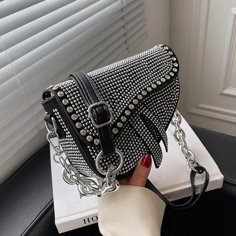 

Luxury Women Bags Designer Handbags Shiny Diamond Shoulder Bags For Women 2022 Fashion Chains Crossbody Bag High Quality Purses