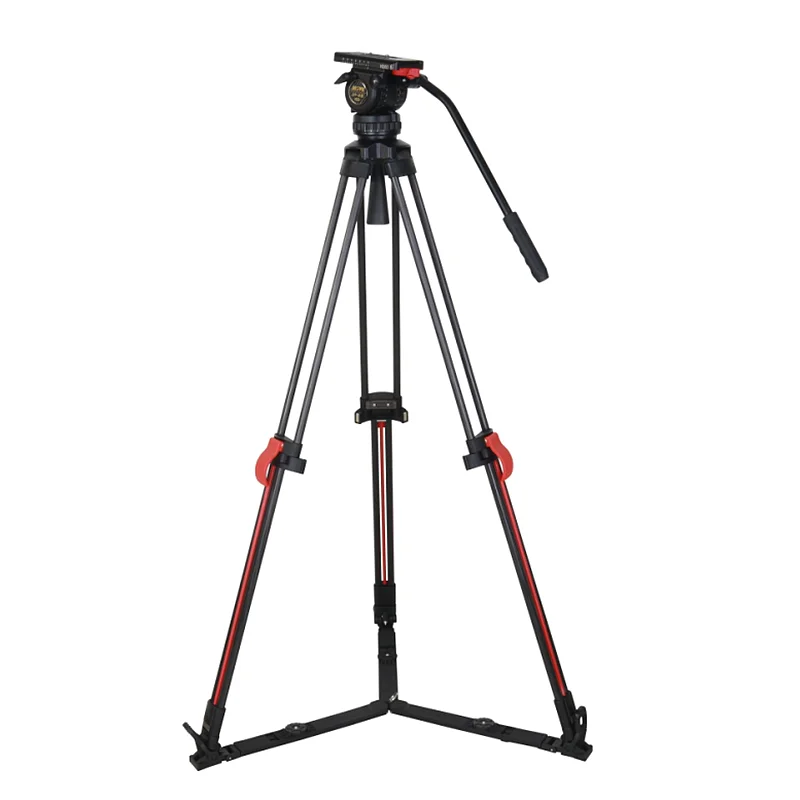 Фото Новейший профессиональный штатив Jiepai V6 CF-S для видеокамер и DSLR-камер, сверхпрочный, с фиксацией в один клик, из углеродного волокна, с флюидной головкой №1