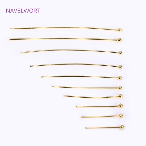 Латунные пины для бижутерии NAVELWORT 50 шт., позолоченные 18К