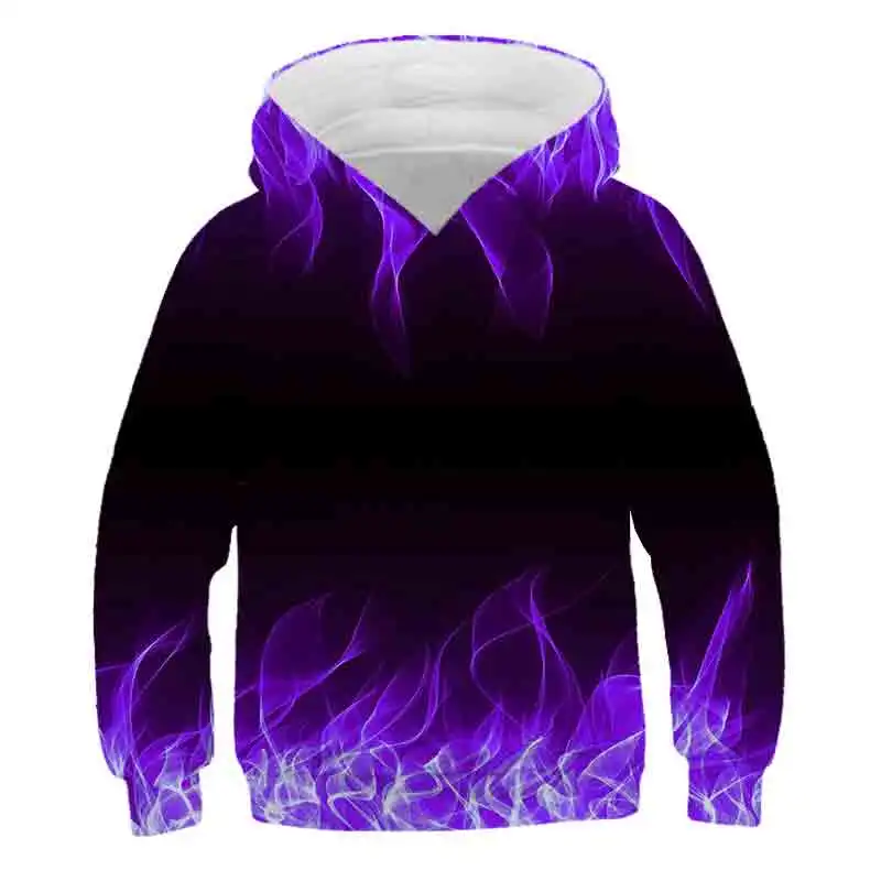 

2022 year New style Colorful Flame Hoodie 3D Sweatshirt girls boys Hooded Autumn Winter Clothing funny 4-14 year Flame Hoodies