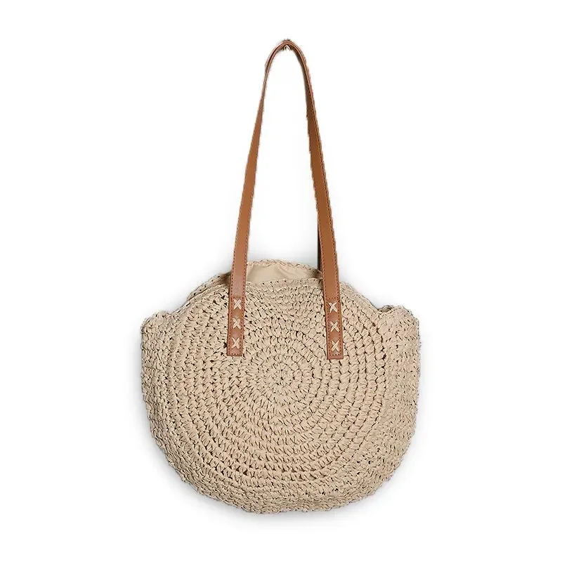 

Straw Crochet Round Shoulder New Single Shoulder Women's Bag Beach Fashionable Simple Artistic Leisure Travel
