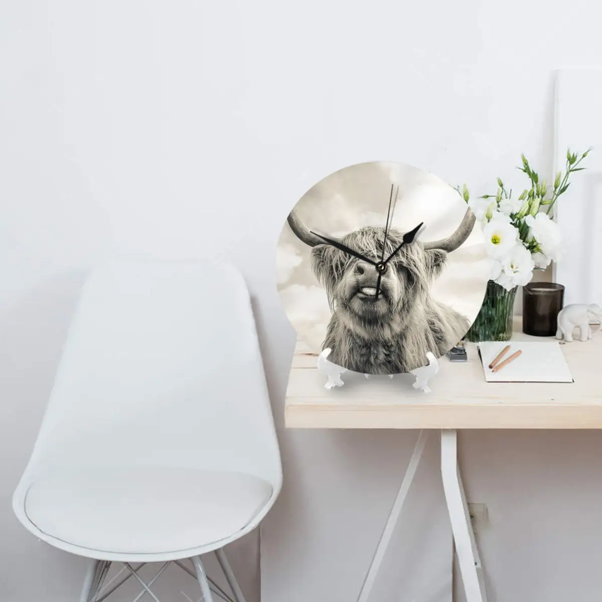 Настенные часы Cheeky Highland в форме коровы украшение для комнаты круглые необходимые