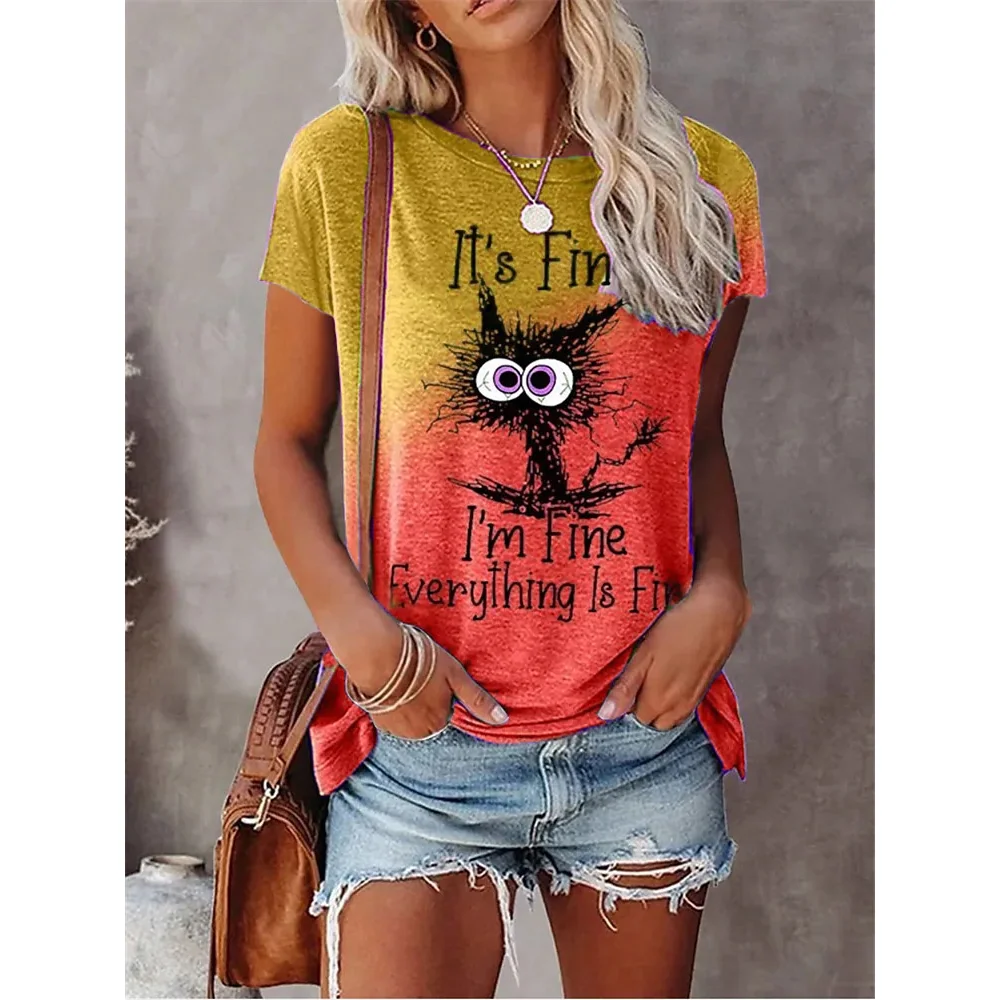 

Summer New Women's Fashion T-shirt Round Neck Daily Top Shirt Casual Women's 3D Printed T shirt Regular Street Femmes Wear 6XL