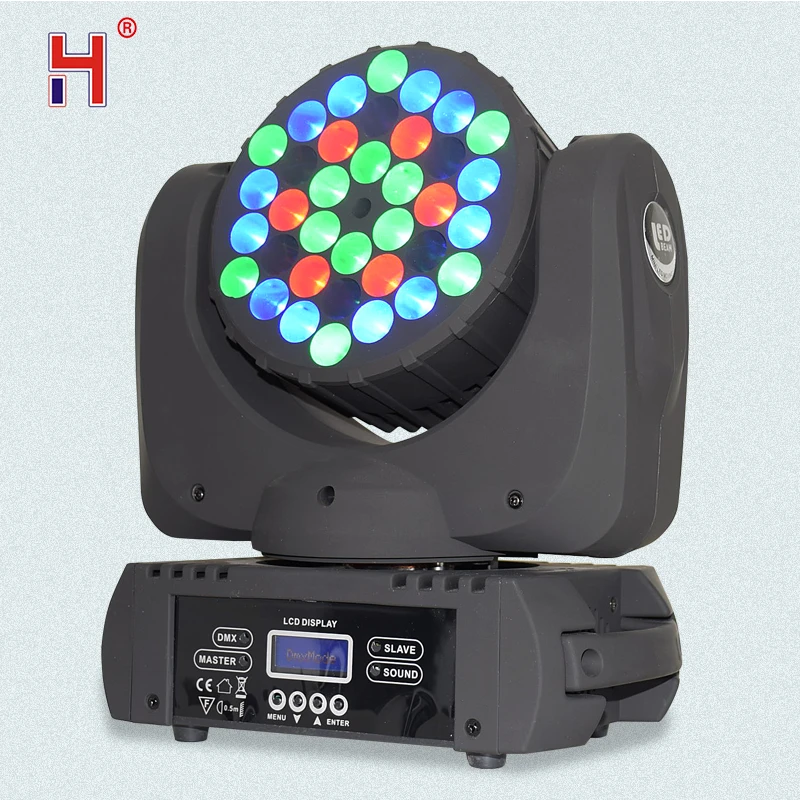 HongYi Moving Light Beam 36X3W Lyre RGBW Night Club Lights DMX-контроллер 9/16 каналов Powercon Профессиональное