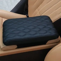 wave embroidery pu leather car armrest mat center console arm rest protection cushion auto armrests storage box cover pad