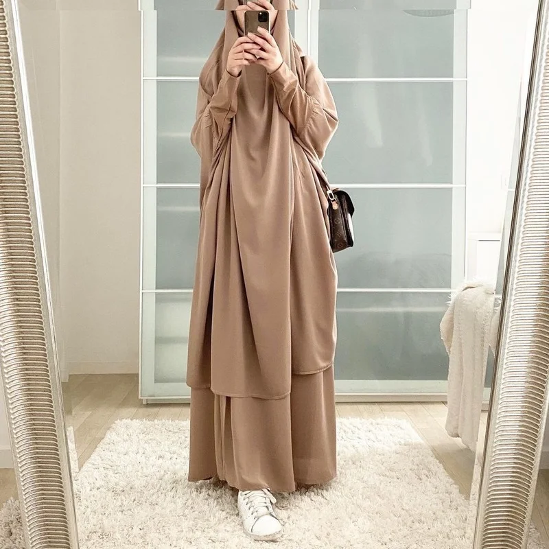 Мусульманская молитва, женское платье с капюшоном, хиджаб, комплект с длинной юбкой цзилбаб, химар, Djellaba Eid Dress Niqab