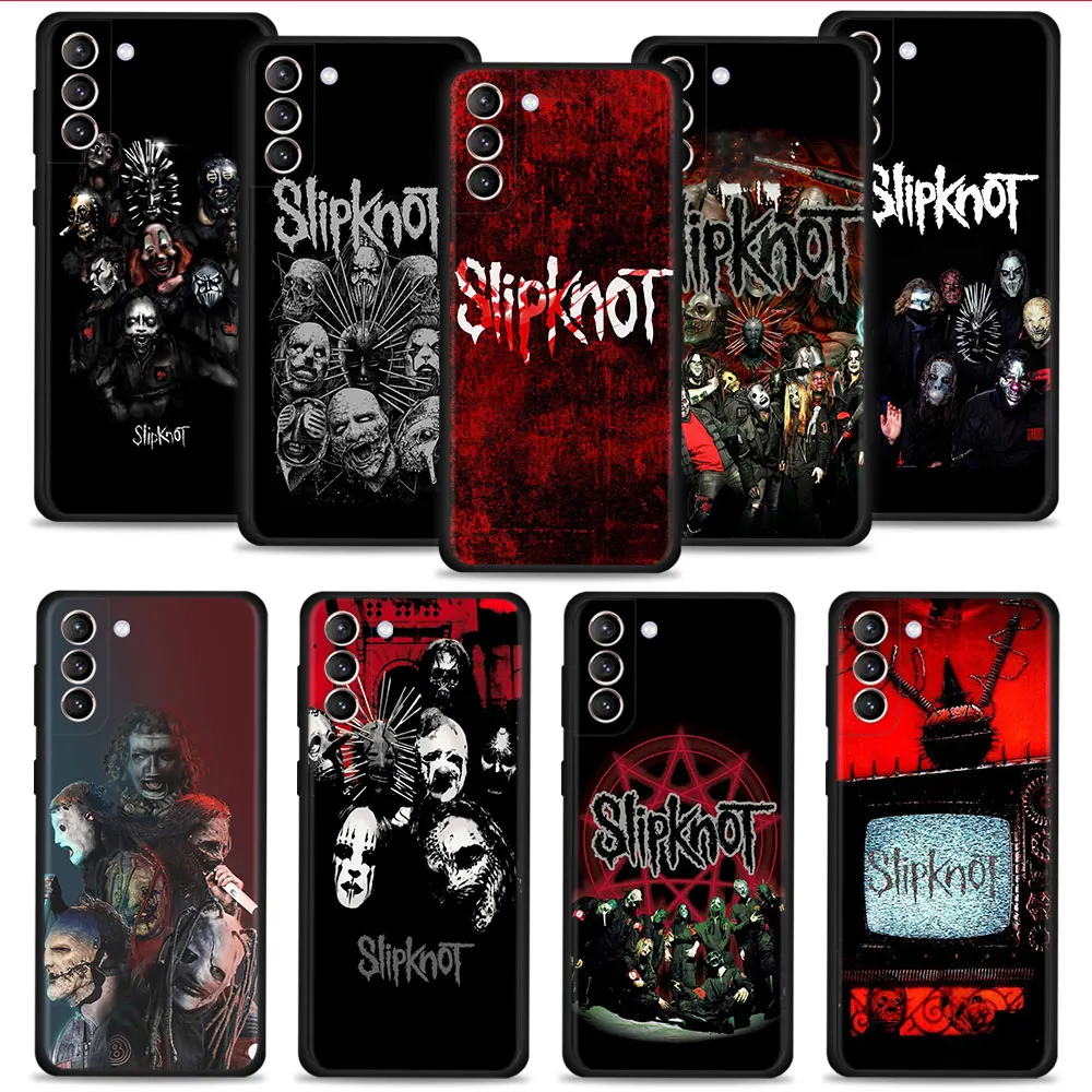 

Phone Case For Samsung Galaxy S22 S21 S20 Ultra FE S10 S9 S8 Plus 5G Cover Silicone Funda Music Bands-slipknot Skull Mask Team