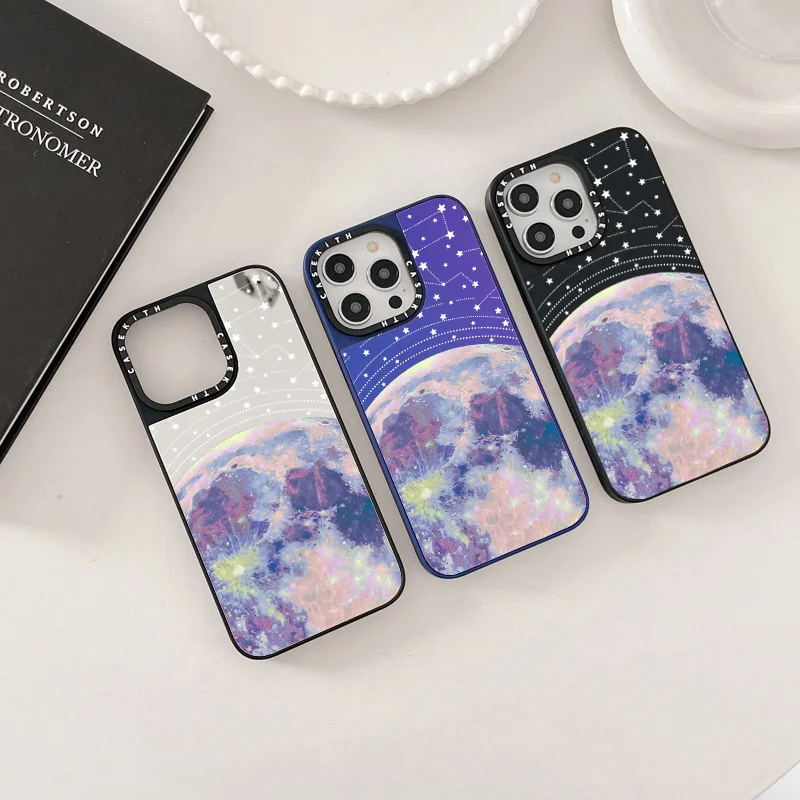 

Hot Universe Star Mirror Phone Case For iPhone 11 12 13 14 Pro Max High Quality Plating Funda 12Pro 13Pro 14Pro Cover Soft Coque