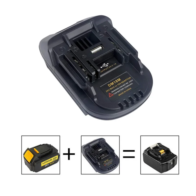 

FULL-20V To 18V Battery Conversion DM18M Li-Ion Charger Tool Adapter For Milwaukee Makita Bl1830 Bl1850 Batteries