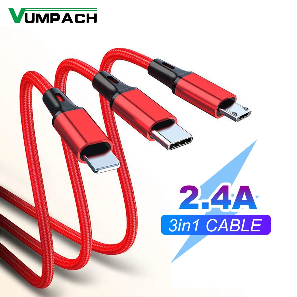 

3 в 1 Micro USB Type C зарядный кабель с несколькими портами Usb Все в одном зарядный шнур USB C мобильный телефон для Samsung Xiaomi Huawei кабель