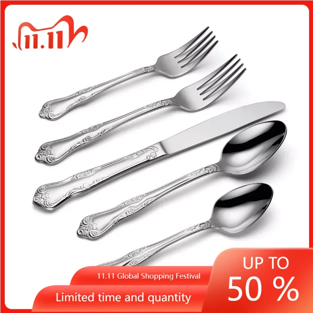 

Набор Серебряный Рододендрон 20 штук набор повседневной посуды из нержавеющей стали подходит для 4-х человек набор посуды Бесплатная доставка