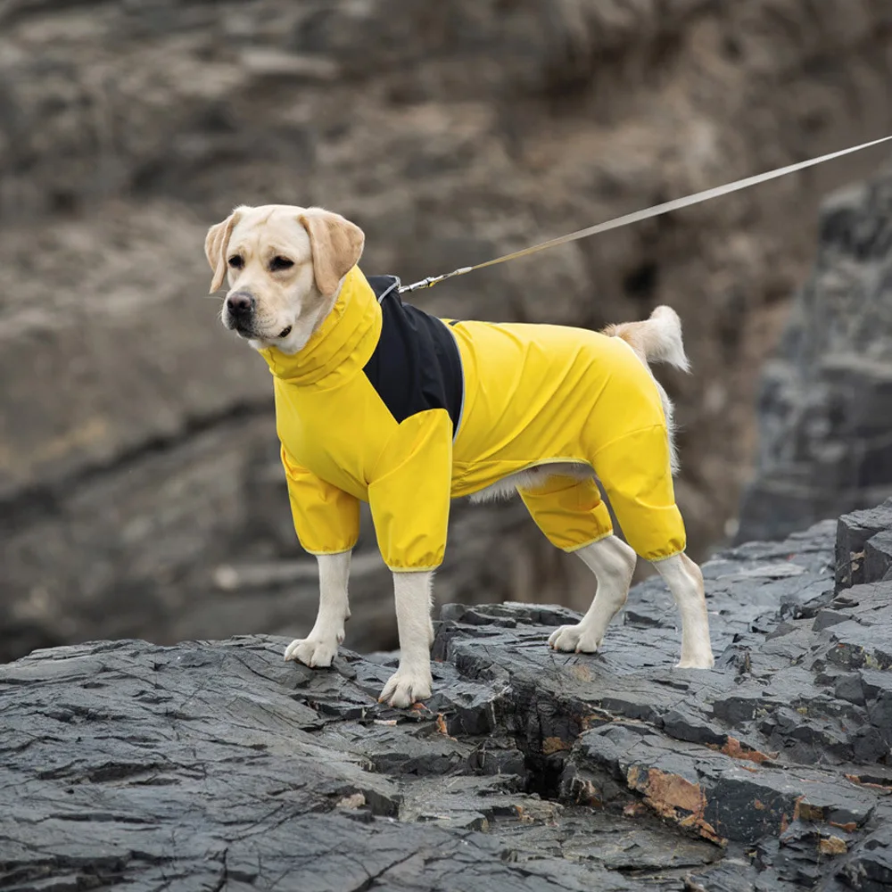 

Водонепроницаемый дождевик для средних и больших собак с четырьмя ногами, светоотражающая куртка для крупных собак, подходит для золотистого ретривера/Сиба-ину