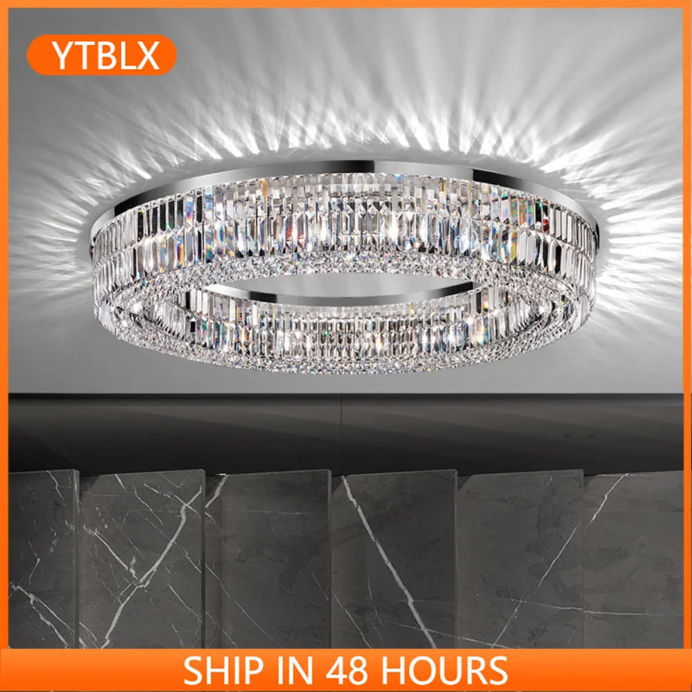

Modern Crystal Ceiling Lights Chandeliers Living Room Decor Round Square Rectangle Chrome Hanging Lamp Fixtures Bedroom Lustres