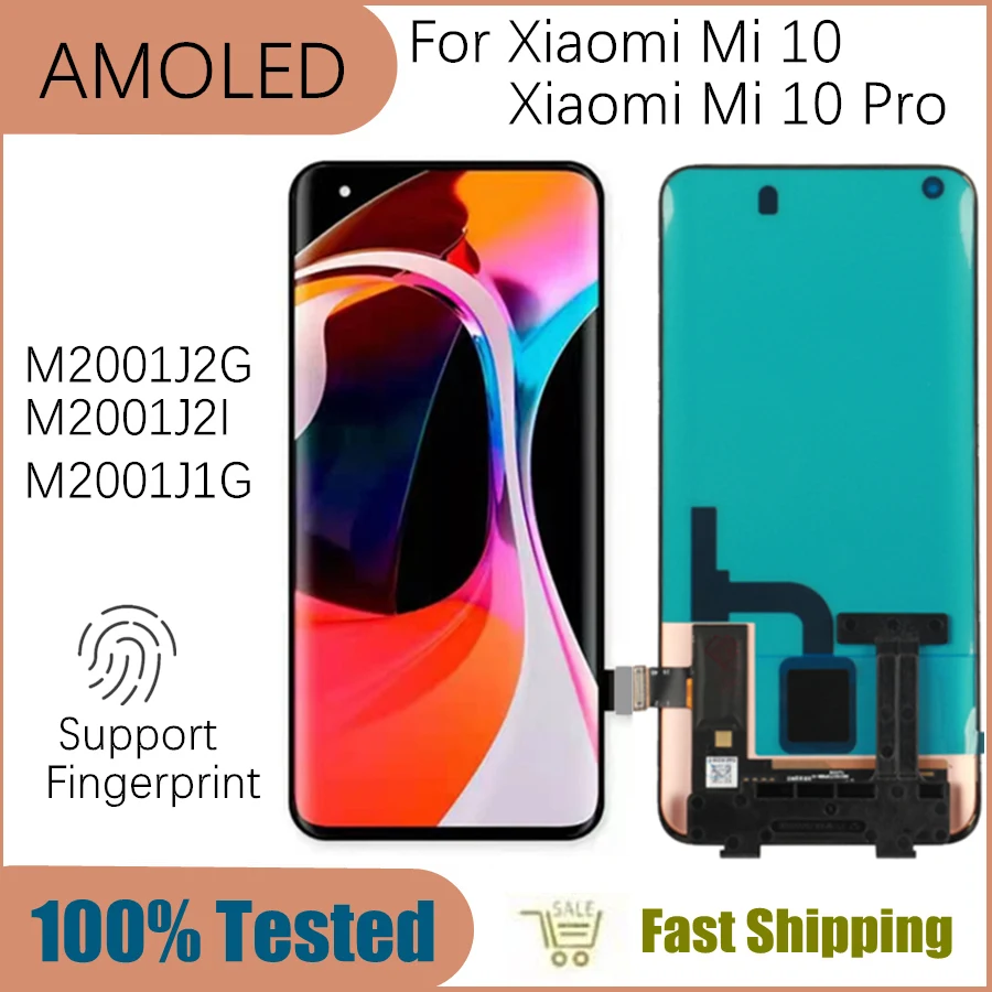 

AMOLED-экран 6,67 дюйма для Xiaomi Mi 10 5G M2001J2G LCD Mi10 M2001J1G, ЖК-дисплей, сенсорный экран, дигитайзер в сборе, замена