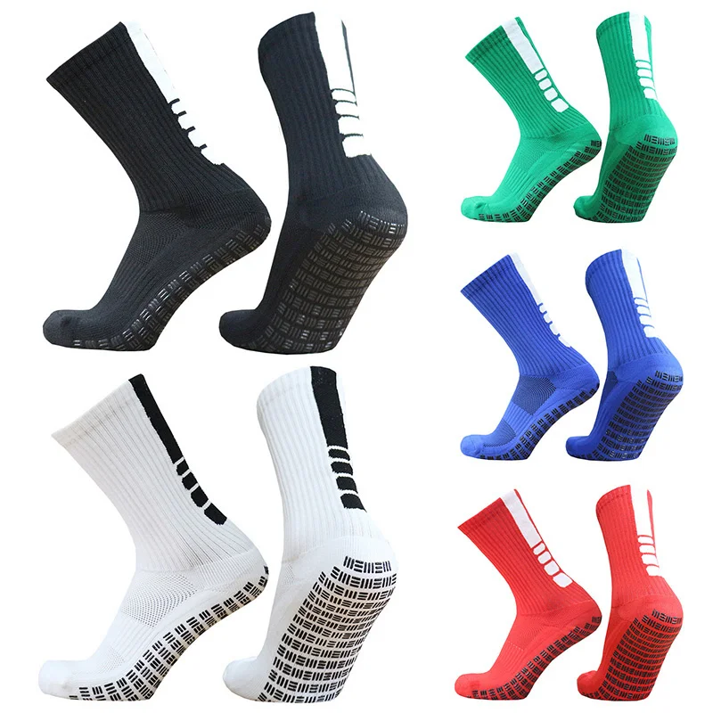 

New Men Dots, Vertical Anti Slip Stripes, Soccer Three Socks Bars Grip Football Socks