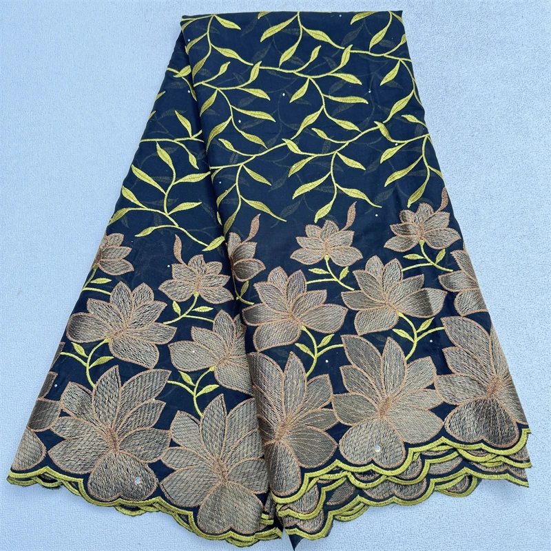 Африканская Сухая Кружевная Вышивка 2024 Швейцарская Вуаль Со Стразами 100% Хлопок