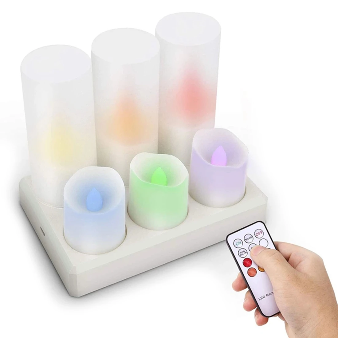 

HOT SALE Rechargeable Tea Light Flickering Tealight Candles With Charging Base Like Real Candles, For Weddings