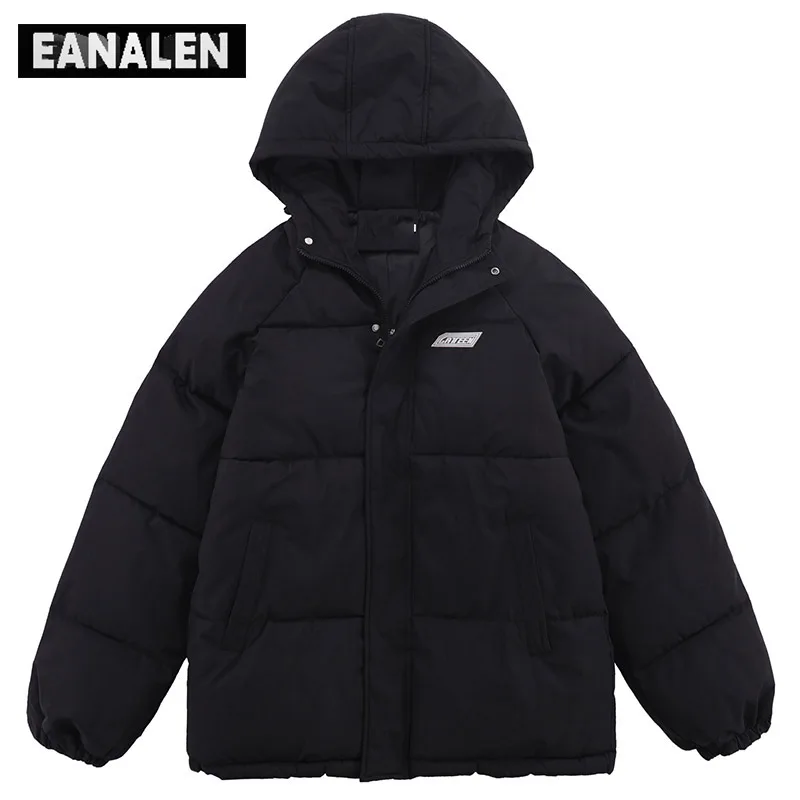 

2022 winter down parka men's Harajuku retro hooded solid color windproof heating leather jacket warm thick coat women's clothing