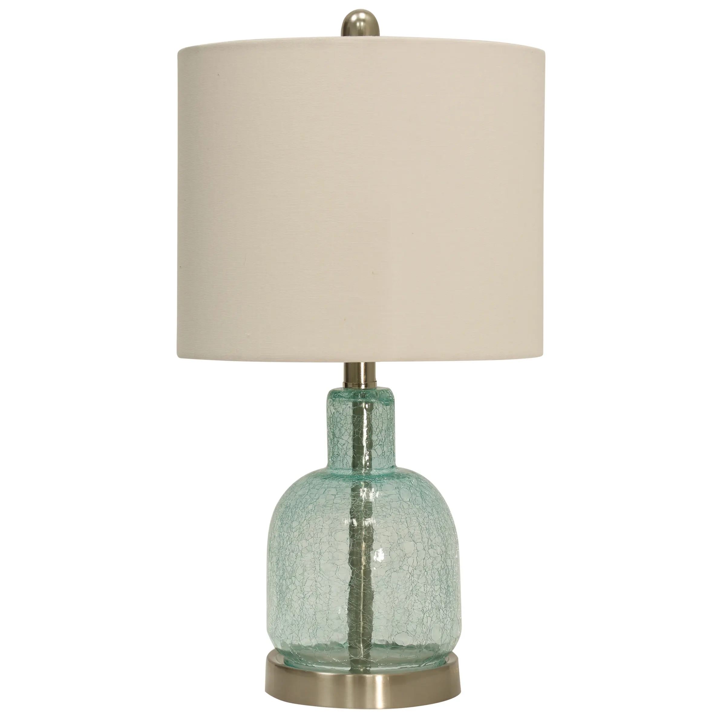 HMTX Seafoam Blue Crackled Glass with Off-White Shade