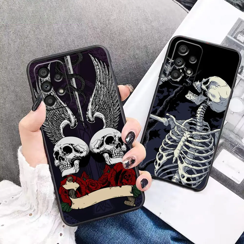 

Case For Samsung A90 A73 A71 A70 A53 A52 A51 A50 A42 A33 A32 A31 A23 A22 A21S A20S A14 A12 5G Case Scary Fashion Gothic skull